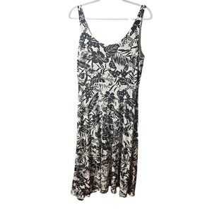 Black & White Floral Sleeveless Maxi Dress By Loft Petites Size LP Polyester Ble
